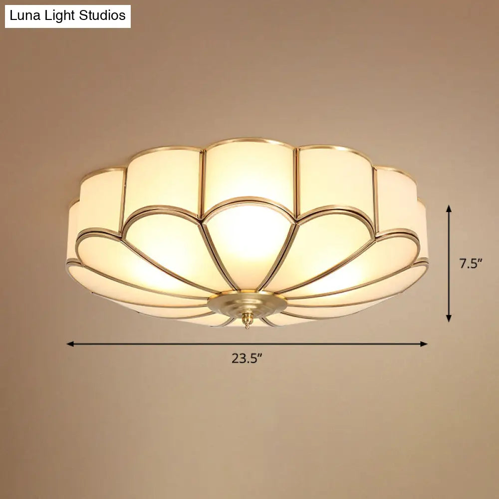 Gold Chrysanthemum Traditional Glass Flush Mount Ceiling Light For Bedroom 6 /