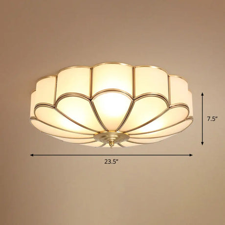 Gold Chrysanthemum Traditional Glass Flush Mount Ceiling Light For Bedroom 6 /