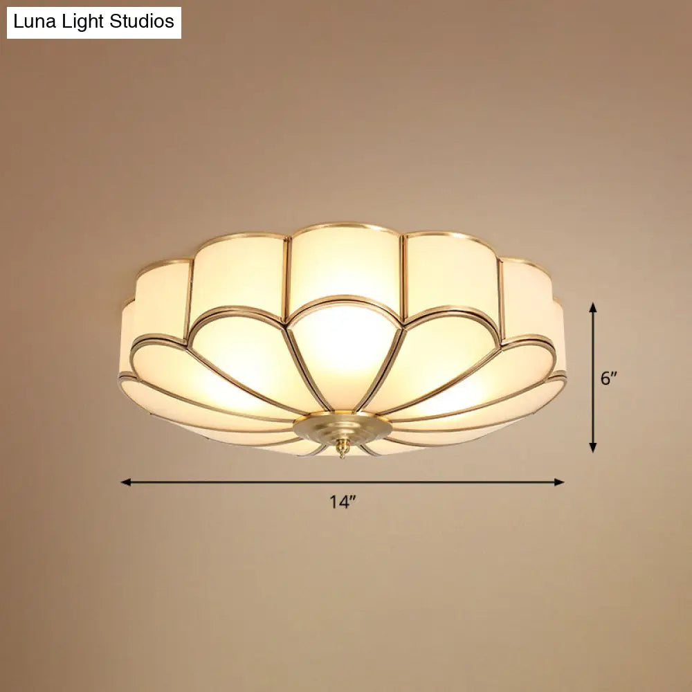 Gold Chrysanthemum Traditional Glass Flush Mount Ceiling Light For Bedroom 3 /