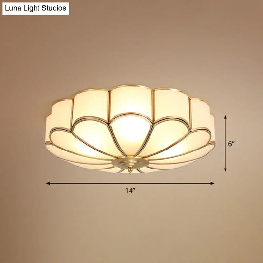 Gold Chrysanthemum Traditional Glass Flush Mount Ceiling Light For Bedroom 3 /