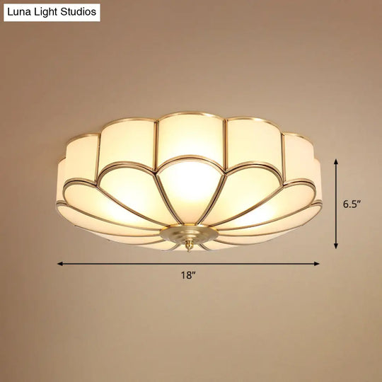 Gold Chrysanthemum Traditional Glass Flush Mount Ceiling Light For Bedroom 4 /