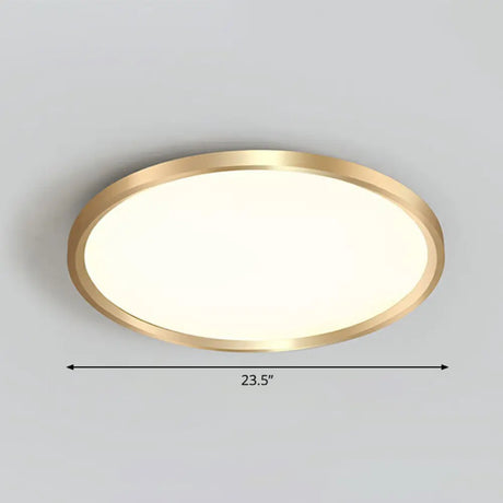 Gold Circle Bedroom Ceiling Flush Mount Led Light With Acrylic Simplicity / 23.5’ Remote Control