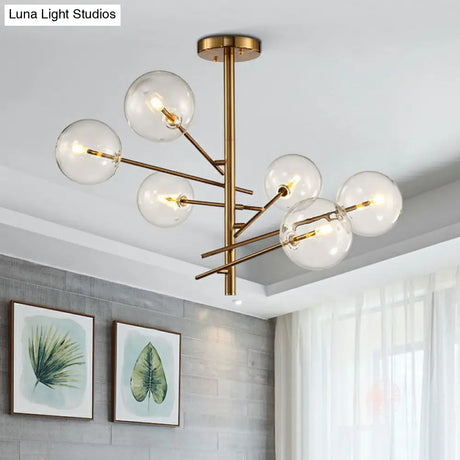 Gold Clear Glass Chandelier: Ball Restaurant Suspension Light With Postmodern Style