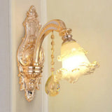 Gold Clear Ribbed Glass Petal Ceiling Lamp: Contemporary Chandelier Fixture 1 /