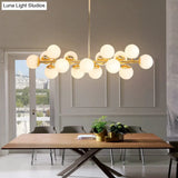 Gold Contemporary Chandelier Cream Glass Pendant Light Fixture For Dining Room
