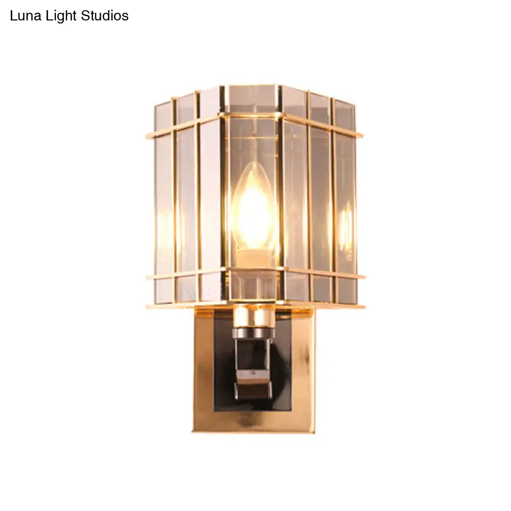 Gold Crystal Bedside Wall Sconce With 2/3 Tiers And 1/3 Light - Postmodern Triangle Design
