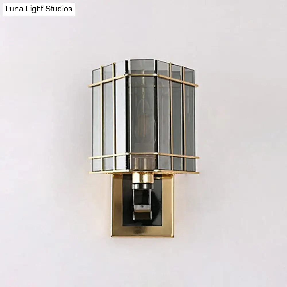 Gold Crystal Bedside Wall Sconce With 2/3 Tiers And 1/3 Light - Postmodern Triangle Design