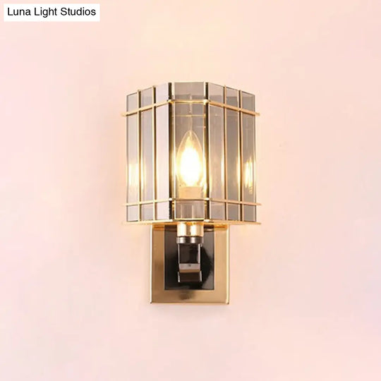 Gold Crystal Bedside Wall Sconce With 2/3 Tiers And 1/3 Light - Postmodern Triangle Design