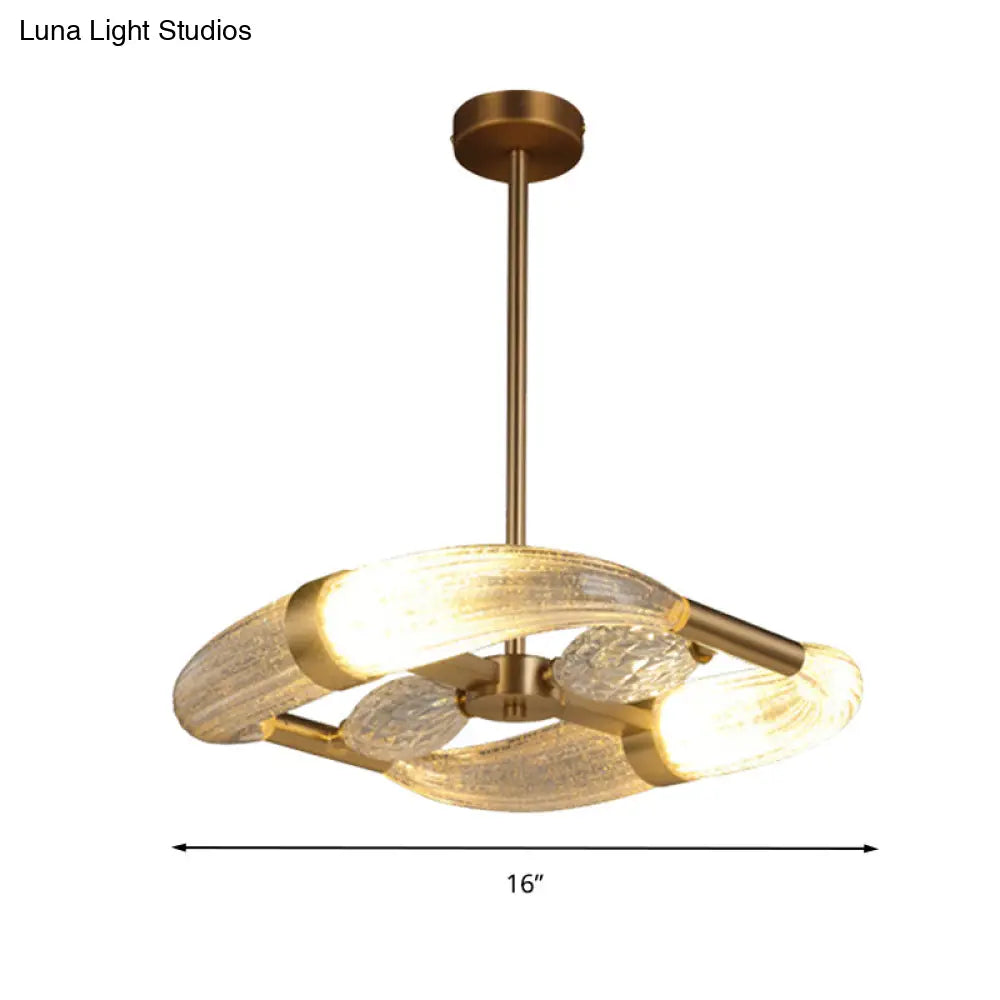 Gold Crystal Chandelier: Postmodern Led Hanging Light For Living Room