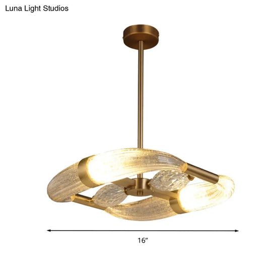Gold Crystal Chandelier: Postmodern Led Hanging Light For Living Room