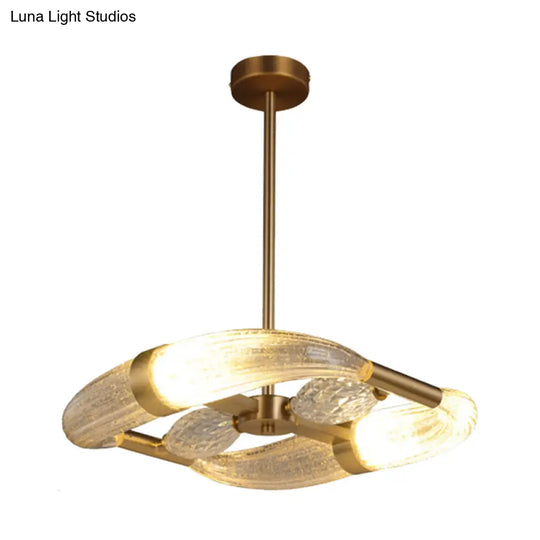 Gold Crystal Chandelier: Postmodern Led Hanging Light For Living Room