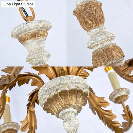Gold Crystal Chandelier - Traditional 6-Light Hanging Fixture For Living Room