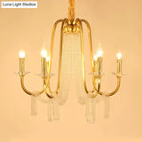 Gold Crystal Chandelier With 6 Lights For Bedroom Suspension