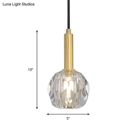 Gold Crystal Faceted Pendant Light Kit For Dining Room