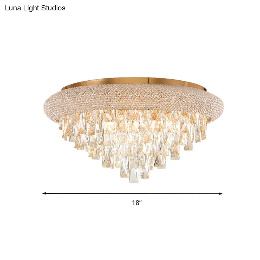 Gold Crystal Led Ceiling Light With Sleek Rectangle Design