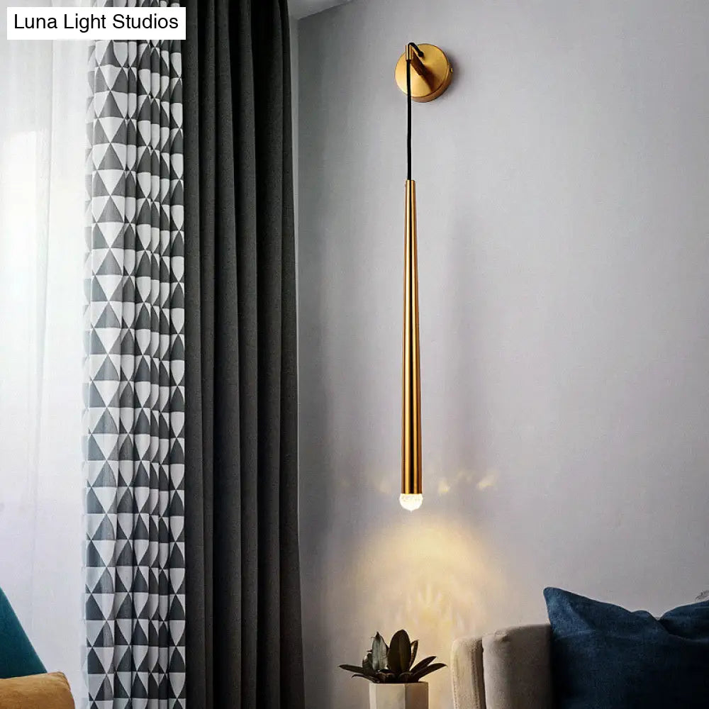 Gold Crystal Led Wall Sconce With Metal Shade - Nordic Living Room Lighting