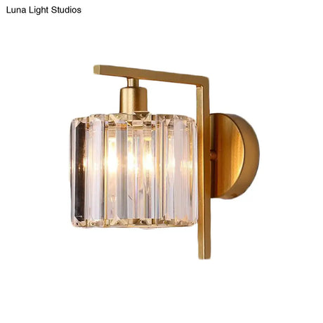 Gold Crystal Wall Sconce With Modern Column Design - Perfect For Bedroom Lighting