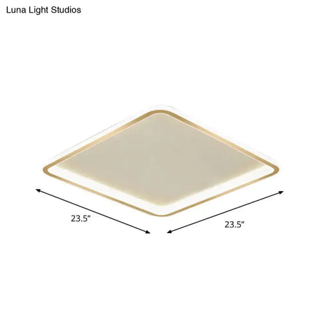 Gold Extra Thin Square Led Flush-Mount Ceiling Lamp In Warm/White Light Minimalistic Acrylic Design