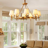 Gold Fabric Bedroom Chandelier - Minimalist Conic Ceiling Light Fixture