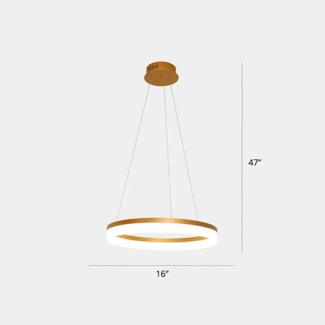 Gold Finish Acrylic Loop Led Ceiling Chandelier - Elegant Hanging Light For Dining Room 1 / Remote