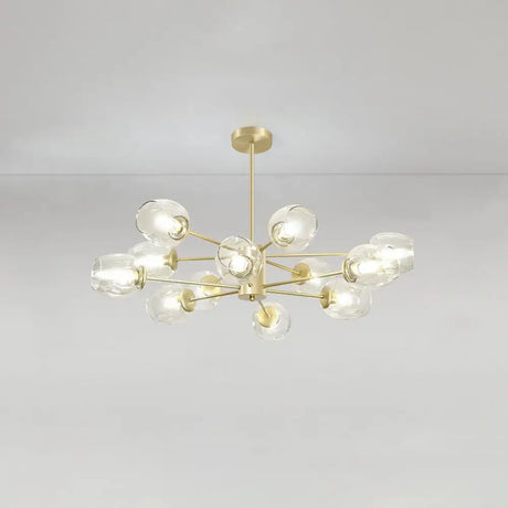Gold Finish Dimpled Glass Cup Chandelier - Postmodern Hanging Lamp For Living Room 12 /