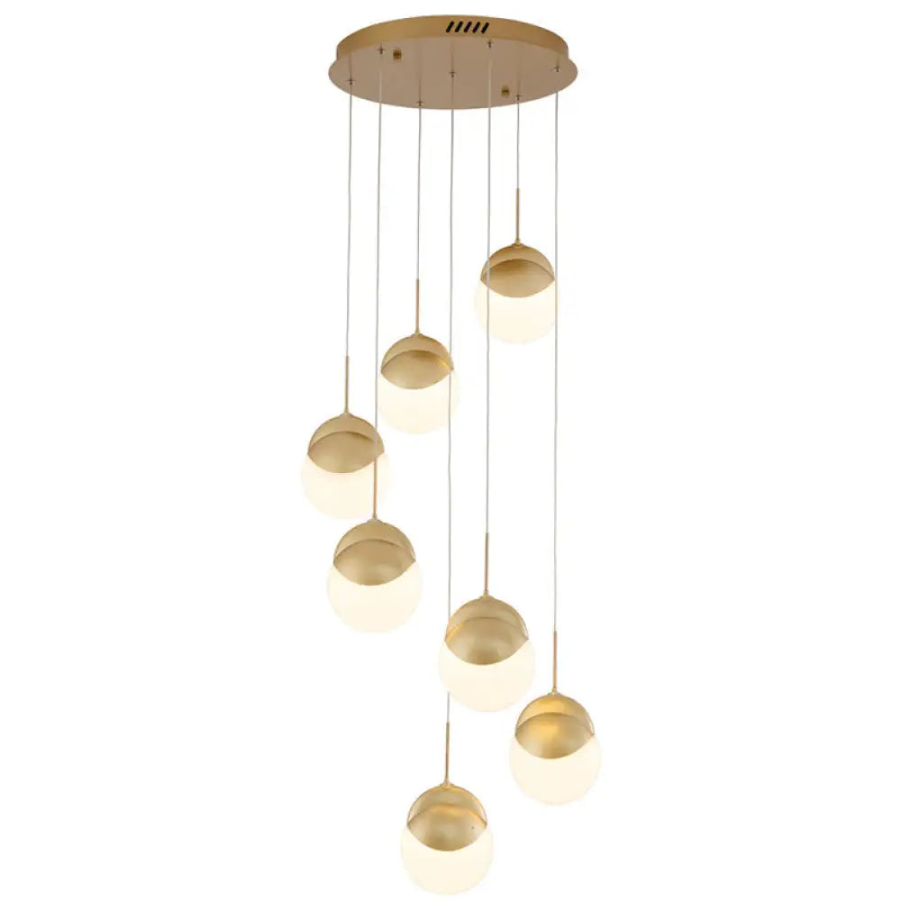 Gold Finish Led Hanging Light For Restaurants - Disc Shaped Acrylic Cluster Pendant Postmodern