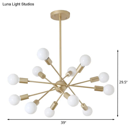 Gold Finish Sputnik Chandelier - Industrial Style 6/8 Light Suspension For Dining Room