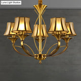 Gold Flared Chandelier With Frosted White Glass Shades - 5/6/8 Heads Pendant Light For Living Room