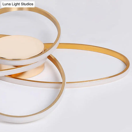 Gold Flush Mount Nordic Led Ceiling Light For Living Room With Overlapping Acrylic Design