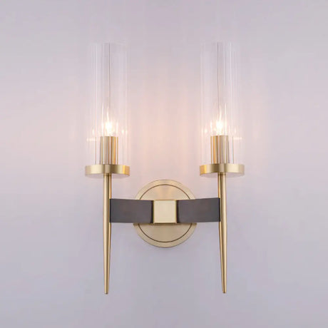 Gold Fluted Glass Wall Mount Lamp - Simple Cylinder Light Fixture 2 / Brass