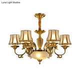 Gold Frosted Glass Bell Chandelier - 6/8 Heads Ceiling Pendant Light For Living Room