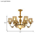 Gold Frosted Glass Bell Chandelier - 6/8 Heads Ceiling Pendant Light For Living Room