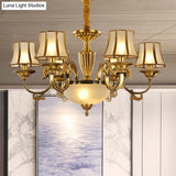 Gold Frosted Glass Bell Chandelier - 6/8 Heads Ceiling Pendant Light For Living Room
