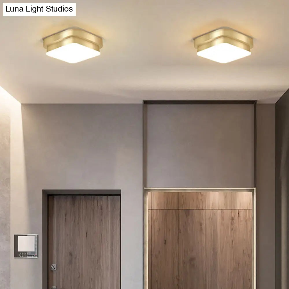Gold Geometric Led Aisle Ceiling Light: Simple Metal Flush Mount