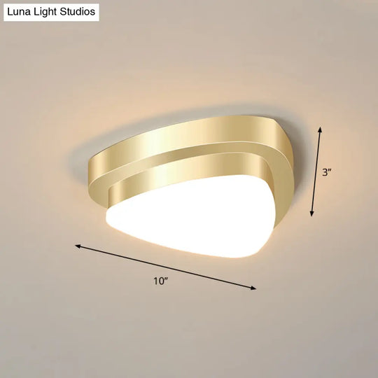 Gold Geometric Led Aisle Ceiling Light: Simple Metal Flush Mount / Warm Triangle