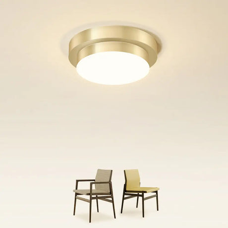 Gold Geometric Led Aisle Ceiling Light: Simple Metal Flush Mount