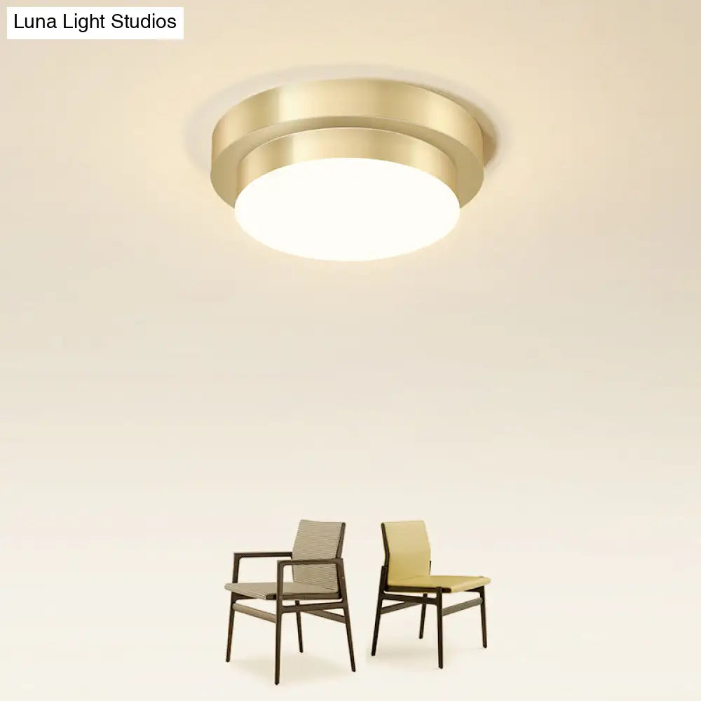 Gold Geometric Led Aisle Ceiling Light: Simple Metal Flush Mount