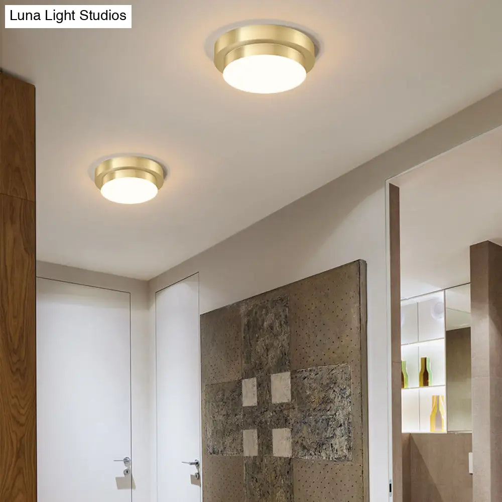 Gold Geometric Led Aisle Ceiling Light: Simple Metal Flush Mount
