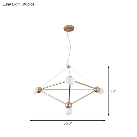 Gold Geometric Pendant Chandelier - Classic Metal Hanging Light For Bedroom