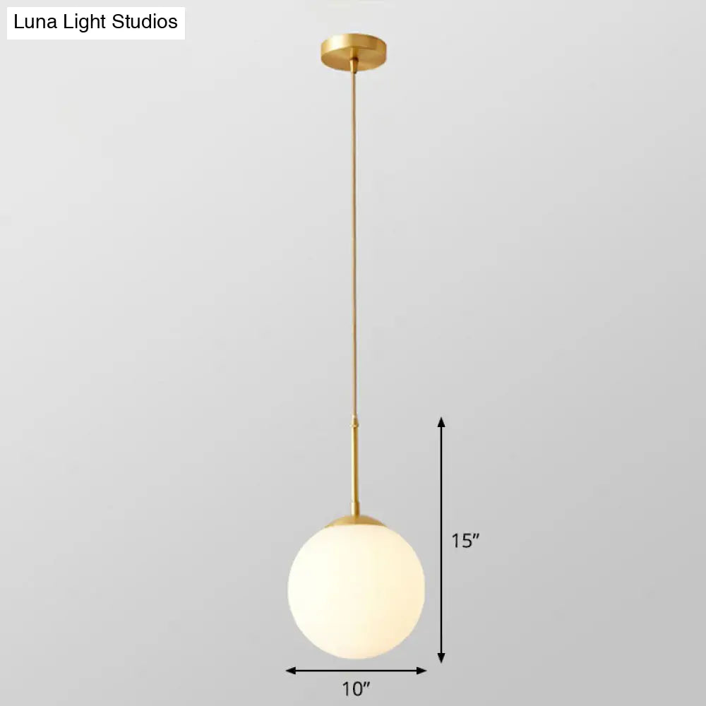 Globe Pendant Lighting Cream Glass Simplicity Hanging Light In Gold - 1-Light Kitchen Fixture / 10