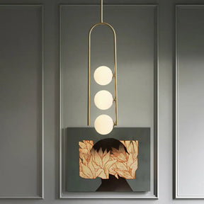 Gold Globe Semi Flush Ivory Glass Ceiling Mount Light With 3 Bulbs - Perfect For Dining Room