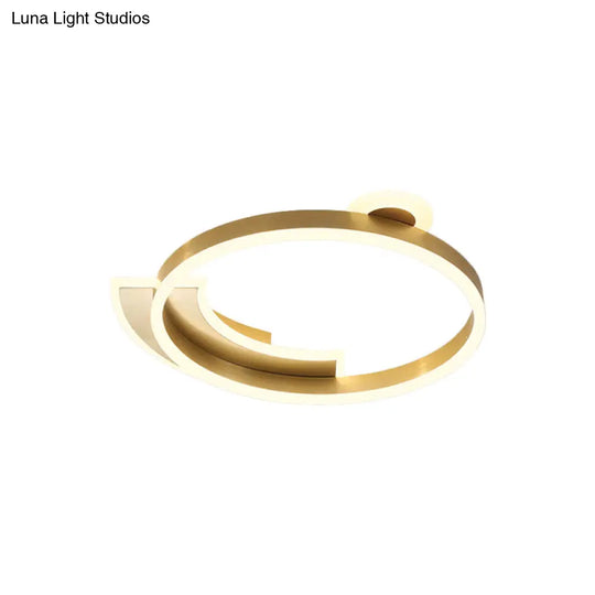 Gold Halo Ring Led Flushmount Ceiling Lamp - Modern Metal Dining Hall Lighting 18’/26’ Width