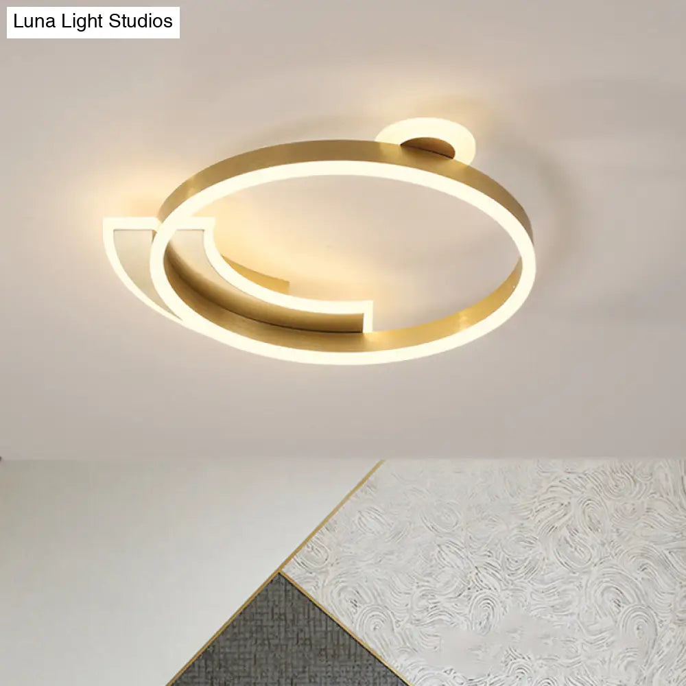 Gold Halo Ring Led Flushmount Ceiling Lamp - Modern Metal Dining Hall Lighting 18’/26’ Width / 18’
