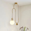 Gold Hanging Light Globe Pendant Lamp - Modern Opal Glass Shade For Living Room