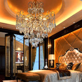 Gold Industrial Geometric Chandelier With Crystal Teardrop Shade - 5/6/8 Bulb Pendant Light 6 /