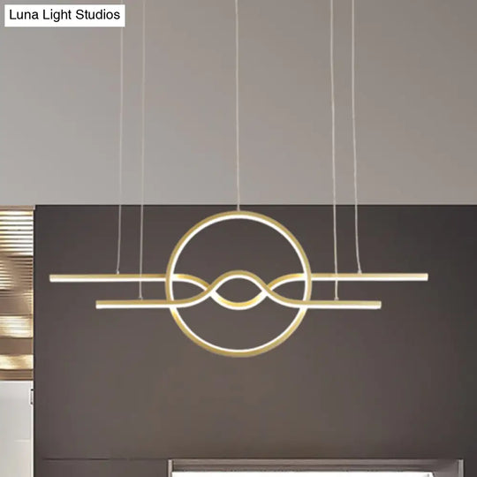 Gold Island Led Pendant Light With Modern Wavy Design For Dining Area / White