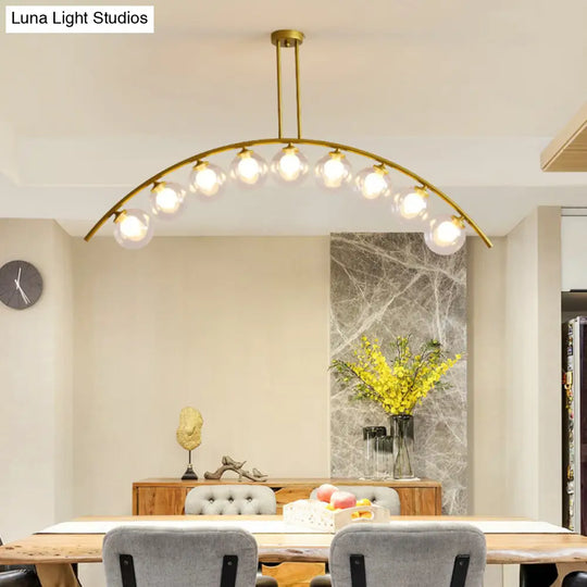 Gold Island Pendant With Clear/White Shade And Curvy Design - Perfect For Modern Kitchens (3/5/7