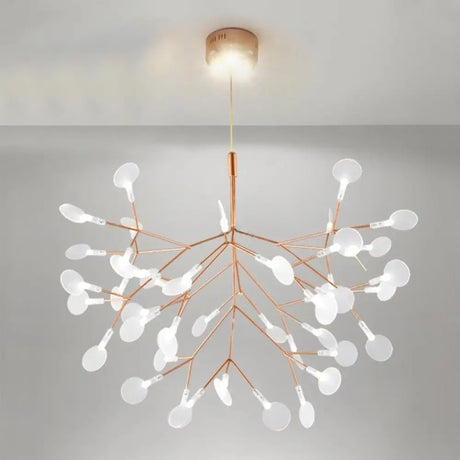 Gold Leaf-Shaped Acrylic Pendulum Led Ceiling Chandelier For Minimal Living Rooms 45 /
