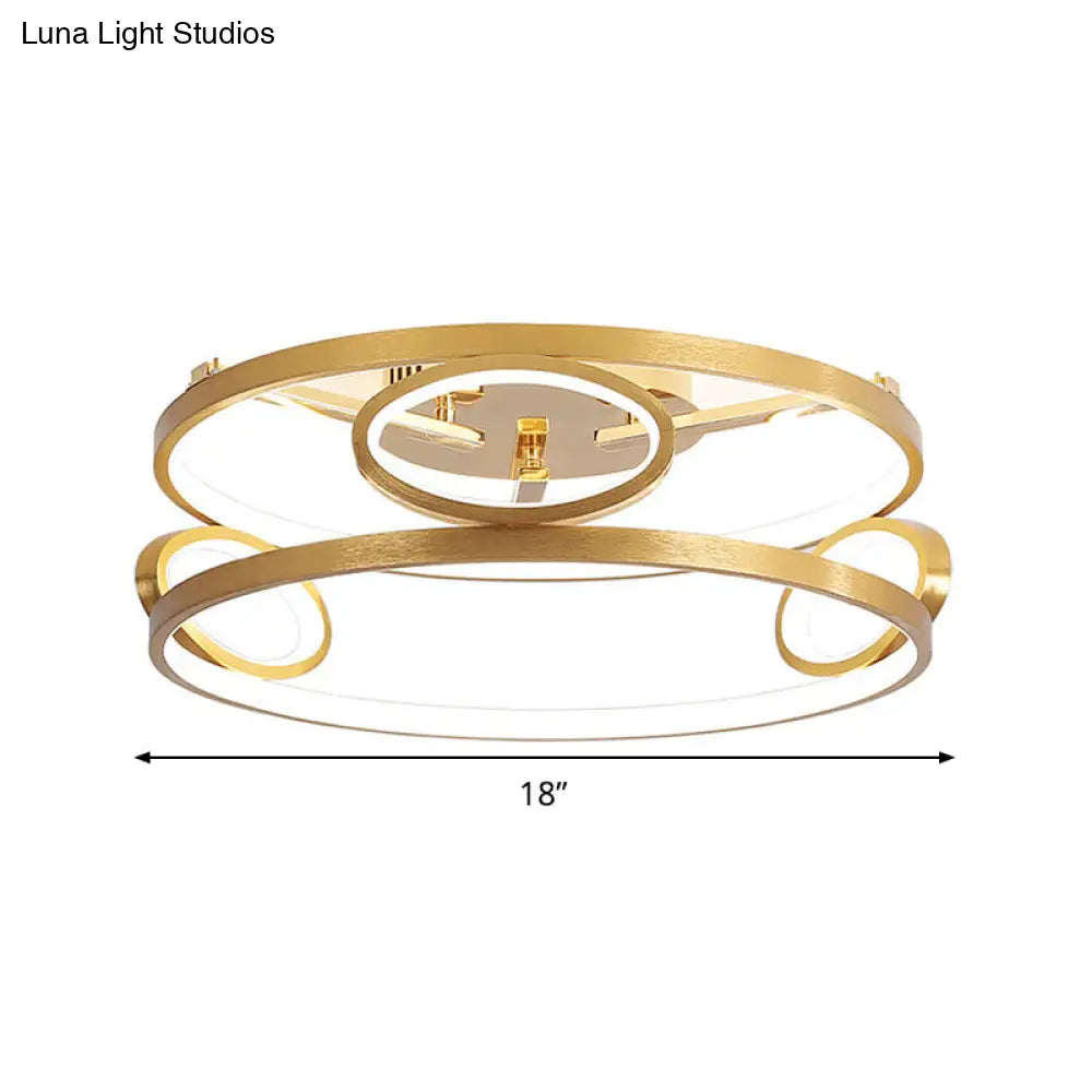 Gold Led Acrylic Ceiling Light Fixture For Living Room Tiered Semi Flush Mount 18/23.5 Wide