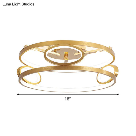 Gold Led Acrylic Ceiling Light Fixture For Living Room Tiered Semi Flush Mount 18/23.5 Wide